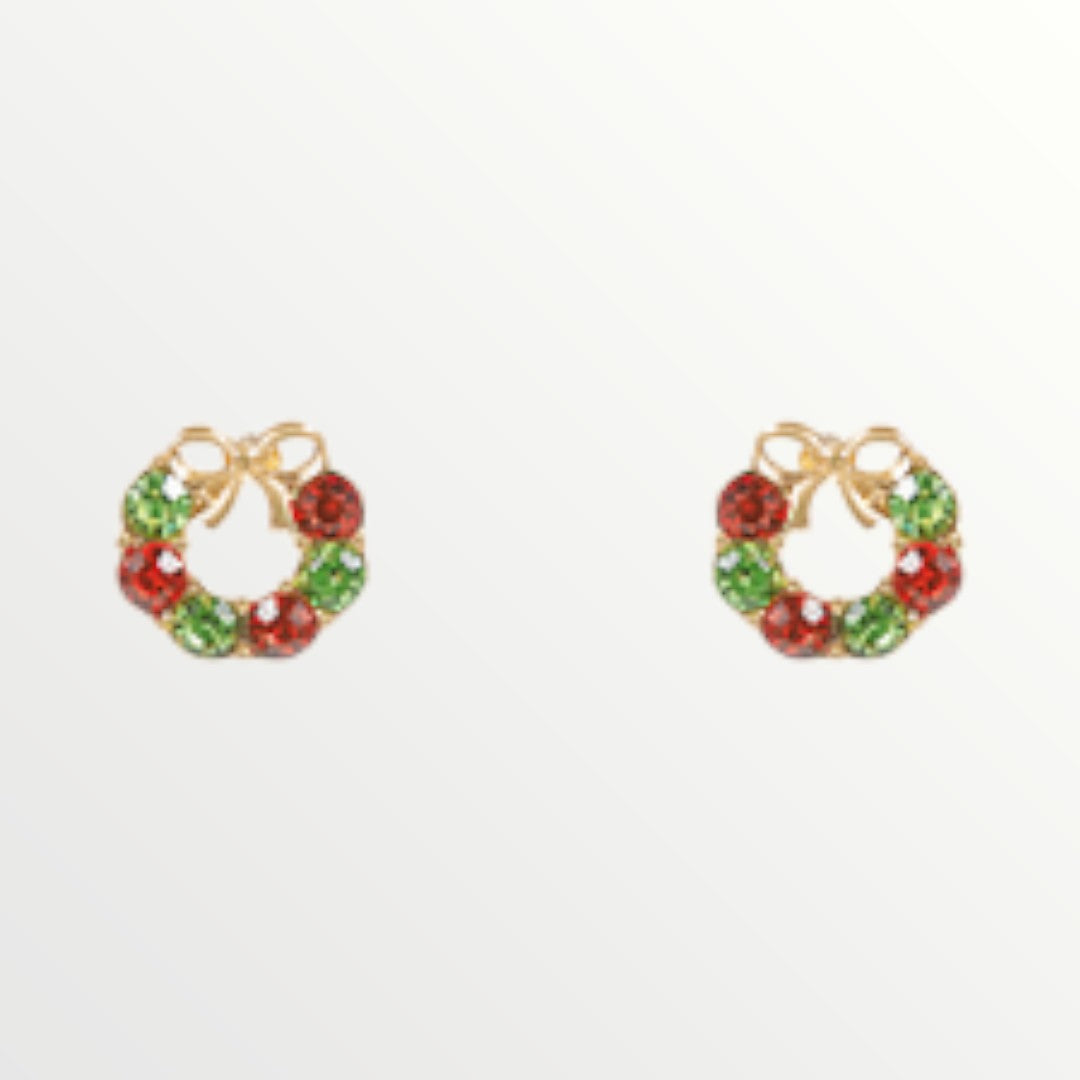 Christmas Wreath & Pearl Stud Earrings-Earrings-LouisGeorge Boutique-LouisGeorge Boutique, Women’s Fashion Boutique Located in Trussville, Alabama