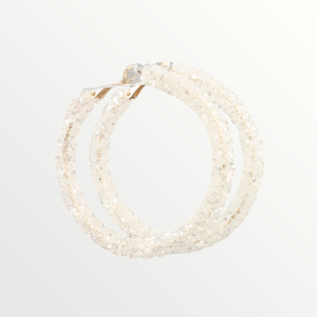 White Glitter Hoops-Earrings-LouisGeorge Boutique-LouisGeorge Boutique, Women’s Fashion Boutique Located in Trussville, Alabama