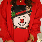 Leopard Snowman Sweatshirt - Red - Plus/Regular-Graphic Tee-LouisGeorge Boutique-LouisGeorge Boutique, Women’s Fashion Boutique Located in Trussville, Alabama