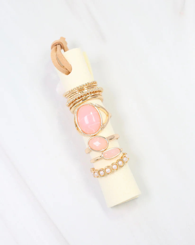 Faribault 12 Piece Ring Set Pink-Rings-Caroline Hill-LouisGeorge Boutique, Women’s Fashion Boutique Located in Trussville, Alabama