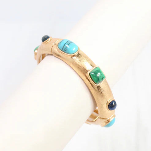 Regal Stone Stretch Bracelet Turquoise-Bracelet-Caroline Hill-LouisGeorge Boutique, Women’s Fashion Boutique Located in Trussville, Alabama