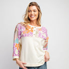 Flower Power Terry Knit Henley Top by Easel - Ivory - Regular-Apparel-Easel-LouisGeorge Boutique, Women’s Fashion Boutique Located in Trussville, Alabama