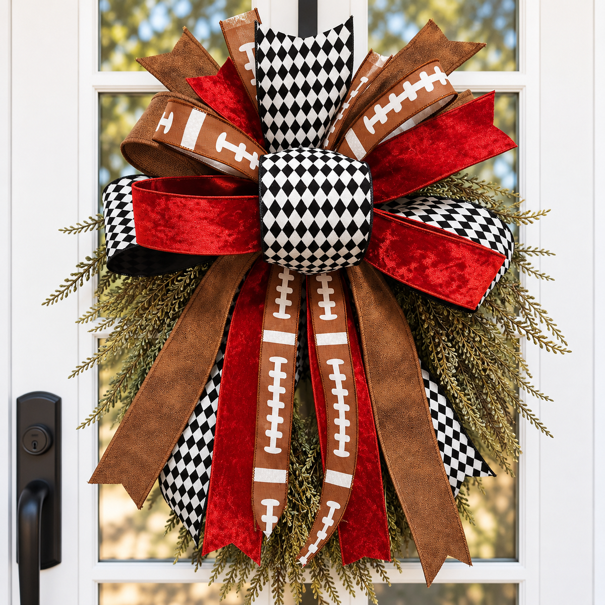 26" UV-Resistant Moss Green Button Fern Wreath w/Alabama Signature Bow-Home Decor-LouisGeorge Boutique-LouisGeorge Boutique, Women’s Fashion Boutique Located in Trussville, Alabama