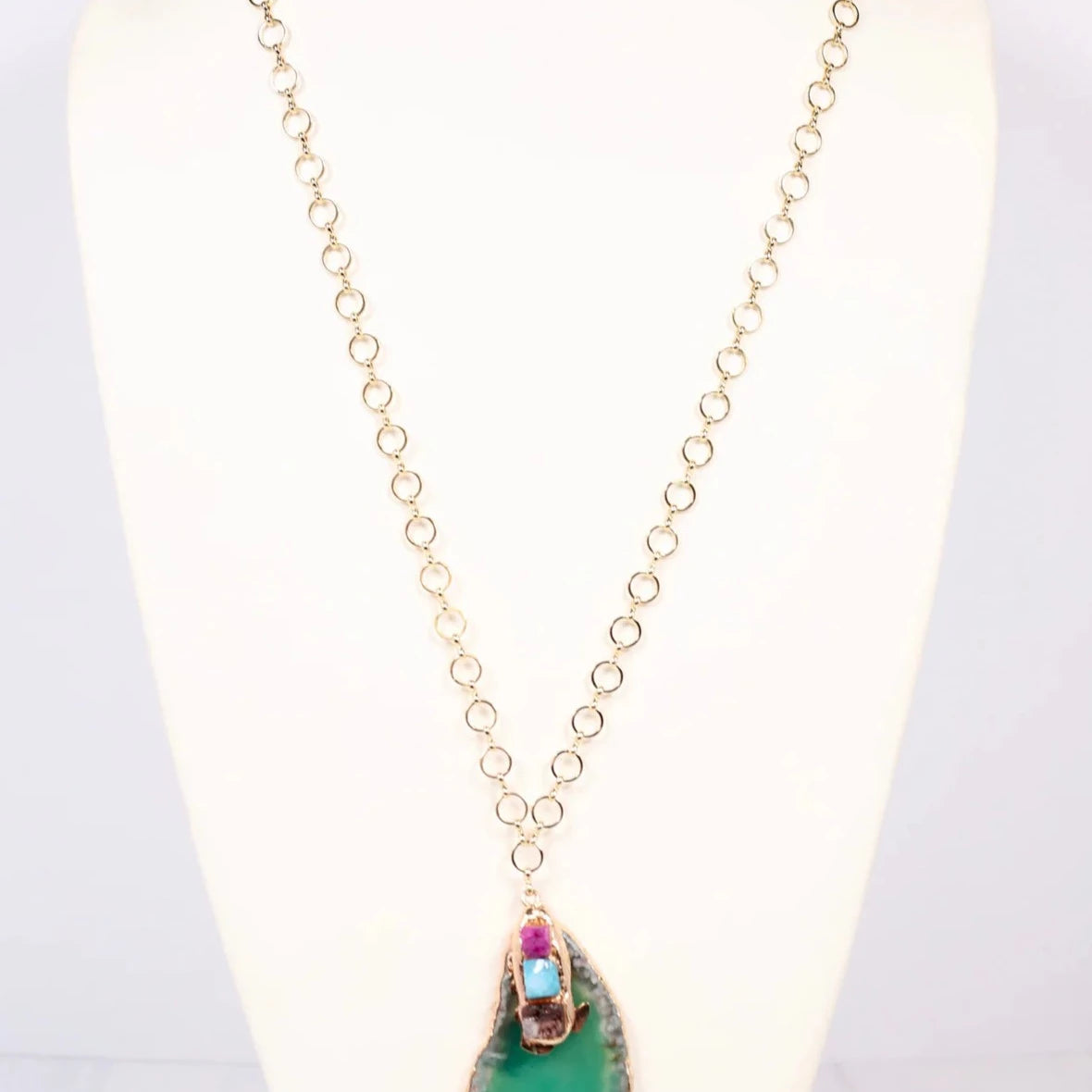 Francie Stone Pendant Necklace Green Multi-Necklaces-Caroline Hill-LouisGeorge Boutique, Women’s Fashion Boutique Located in Trussville, Alabama