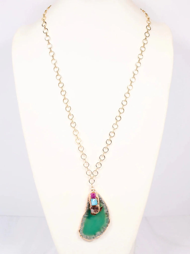Francie Stone Pendant Necklace Green Multi-Necklaces-Caroline Hill-LouisGeorge Boutique, Women’s Fashion Boutique Located in Trussville, Alabama
