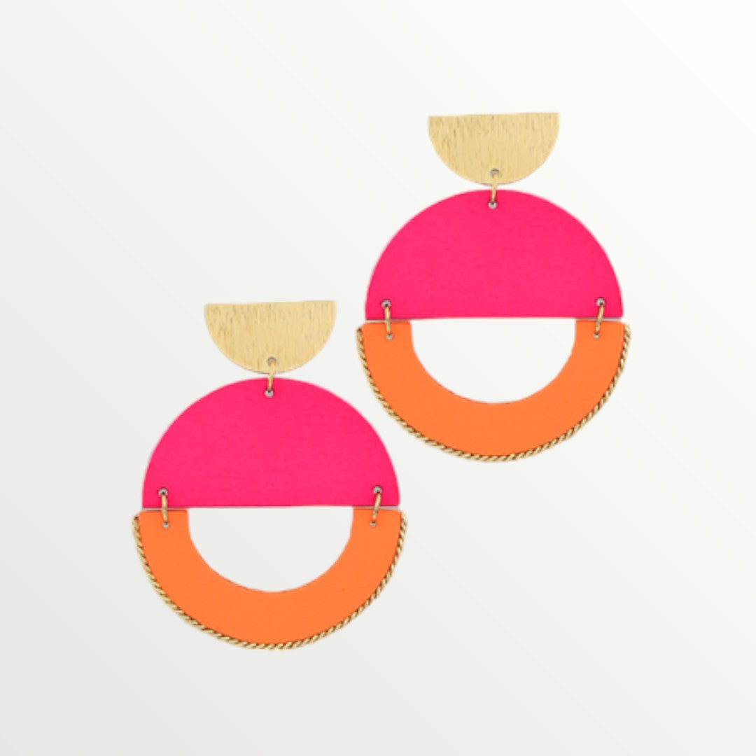 Fuchsia & Orange Color Block Earrings-Earrings-LouisGeorge Boutique-LouisGeorge Boutique, Women’s Fashion Boutique Located in Trussville, Alabama