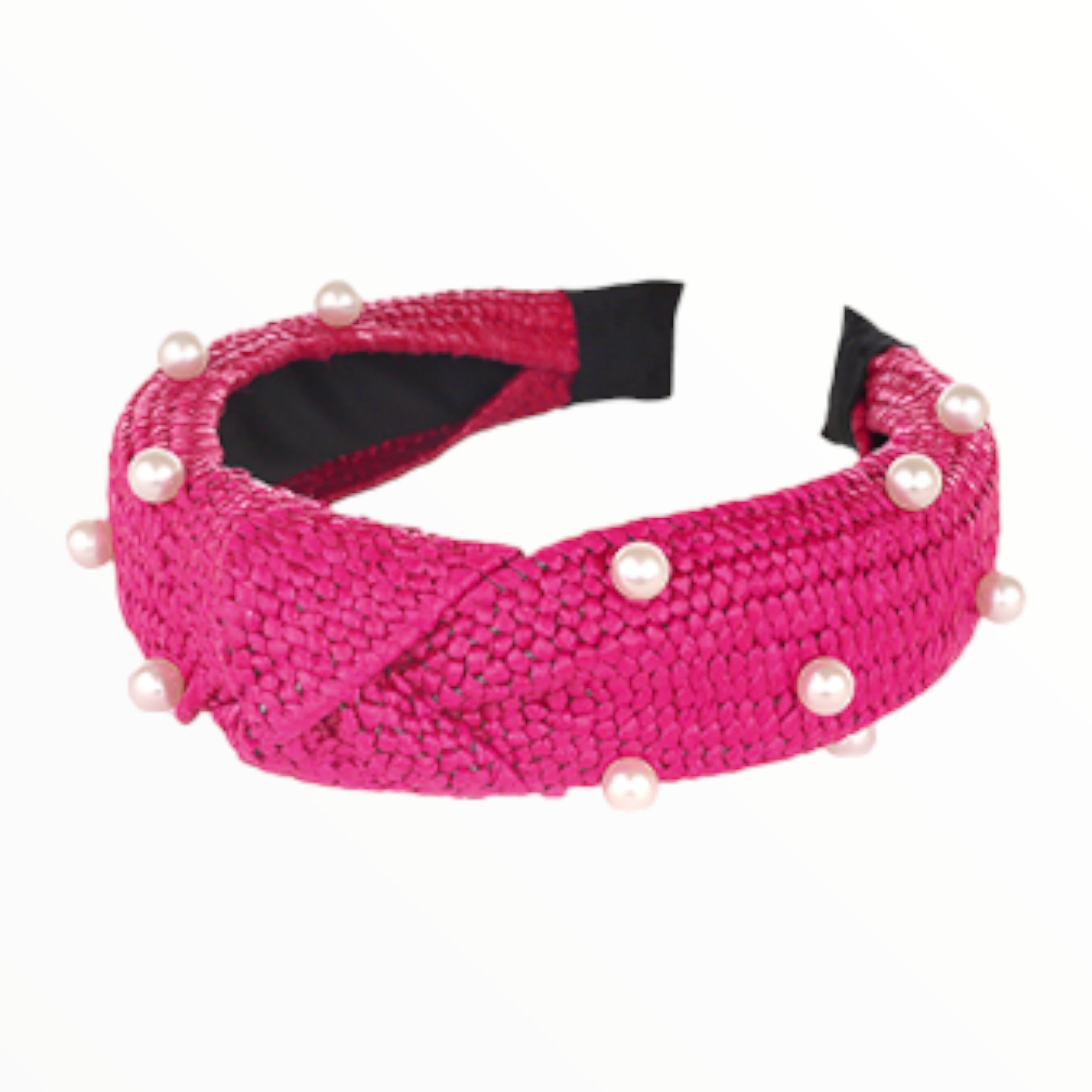 Fuchsia Pearl Embellished Top Knot Headband-Accessories-LouisGeorge Boutique-LouisGeorge Boutique, Women’s Fashion Boutique Located in Trussville, Alabama