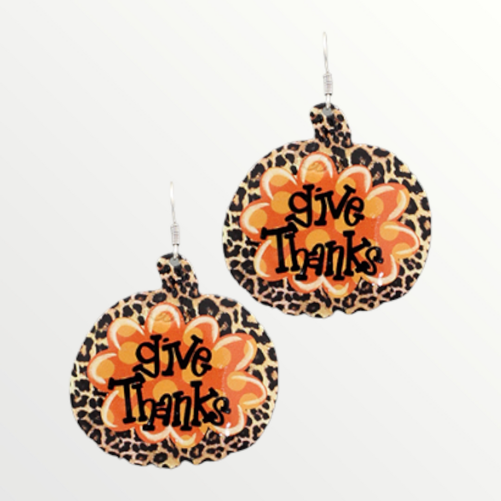 Give Thanks Leopard Pumpkin Earrings-Earrings-LouisGeorge Boutique-LouisGeorge Boutique, Women’s Fashion Boutique Located in Trussville, Alabama