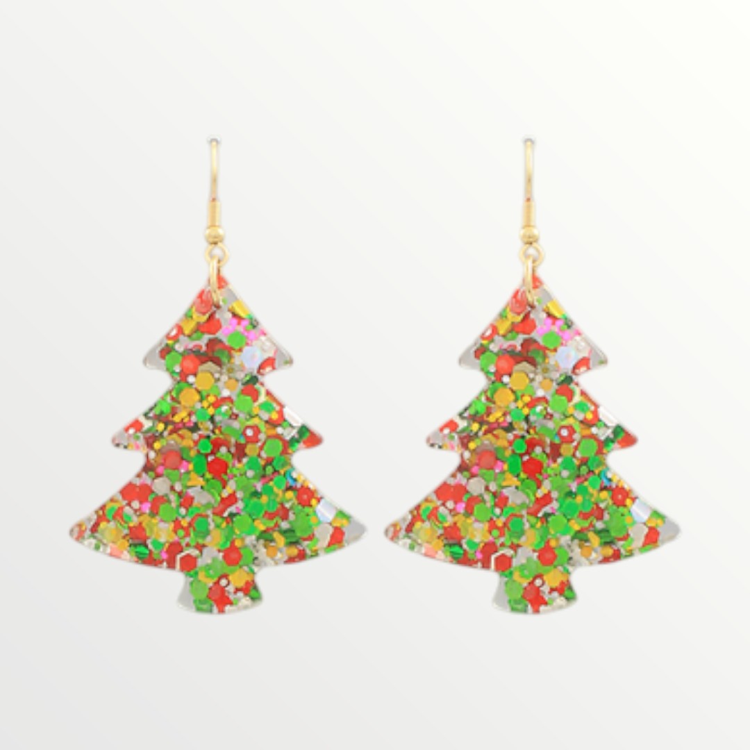 Glitter Tree Drop Earrings-Earrings-LouisGeorge Boutique-LouisGeorge Boutique, Women’s Fashion Boutique Located in Trussville, Alabama