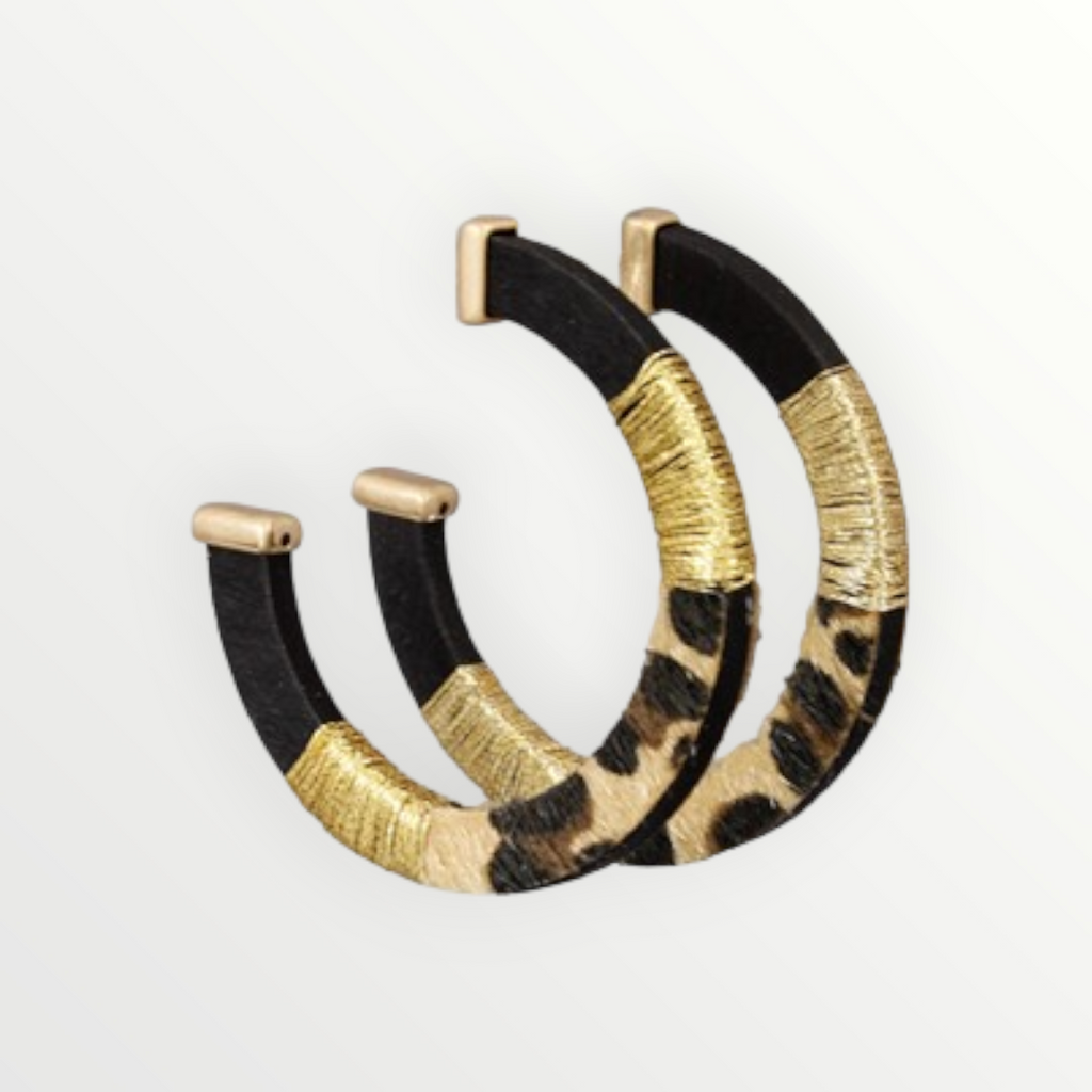 Black Gold & Leopard Hoops-Earrings-LouisGeorge Boutique-LouisGeorge Boutique, Women’s Fashion Boutique Located in Trussville, Alabama