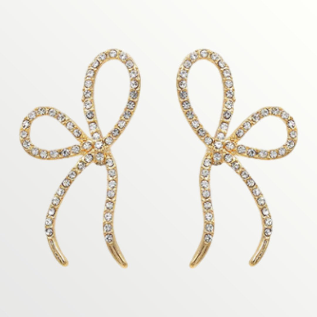 Whimsical Gold Ribbon Bow Earrings-Earrings-LouisGeorge Boutique-LouisGeorge Boutique, Women’s Fashion Boutique Located in Trussville, Alabama