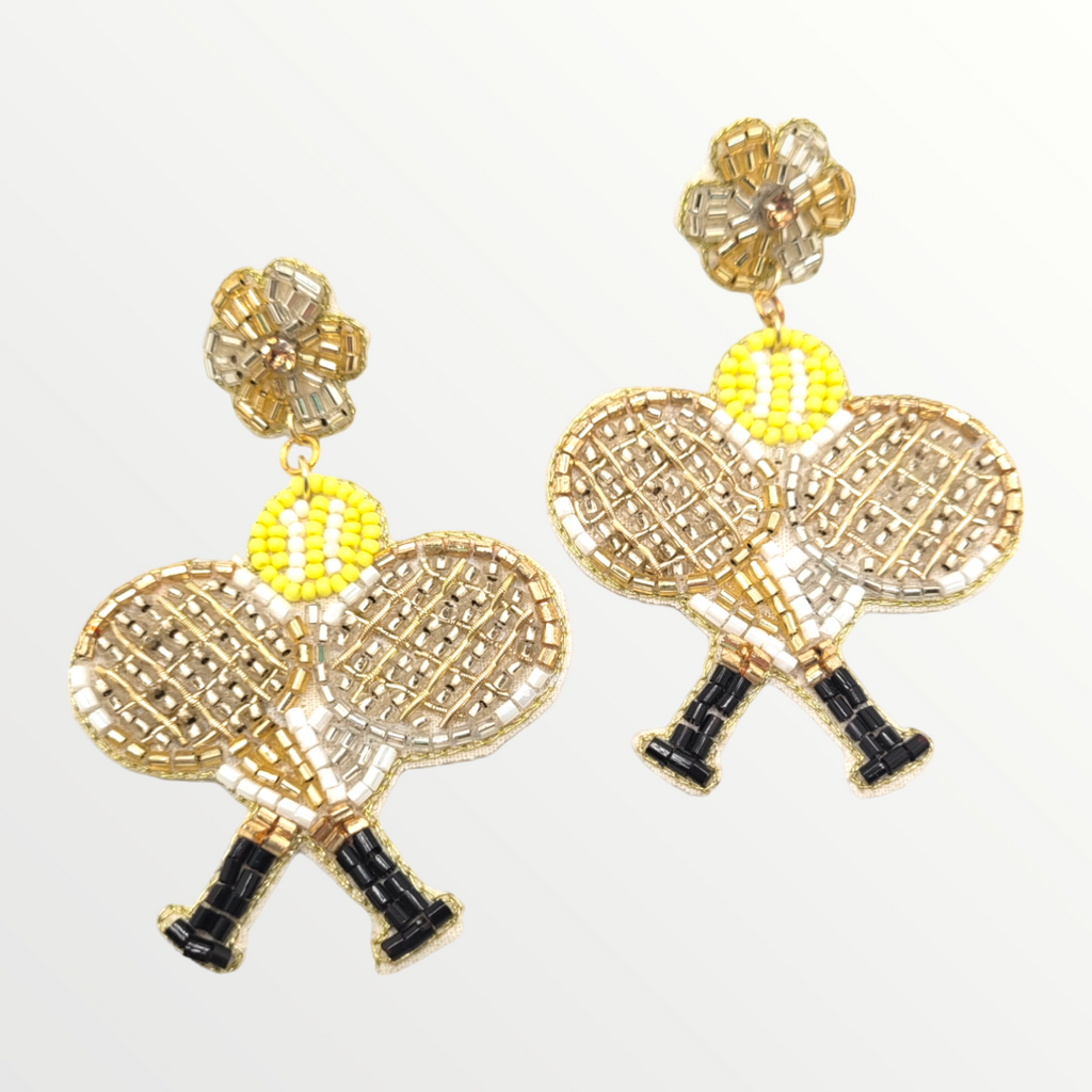 Gold & Silver Tennis Beaded Earrings-Earrings-louisgeorgeboutique-LouisGeorge Boutique, Women’s Fashion Boutique Located in Trussville, Alabama