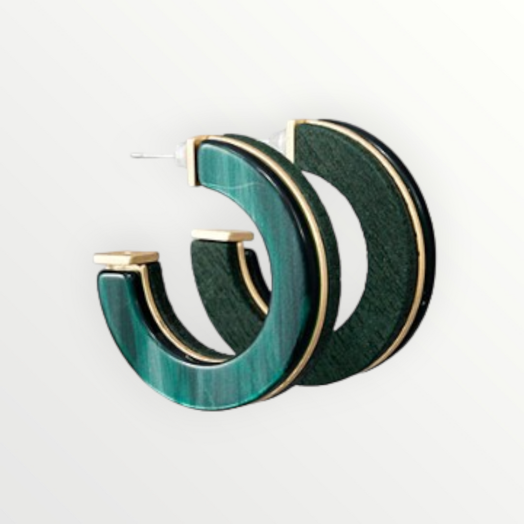 Green & Gold Acrylic Hoops-Earrings-LouisGeorge Boutique-LouisGeorge Boutique, Women’s Fashion Boutique Located in Trussville, Alabama