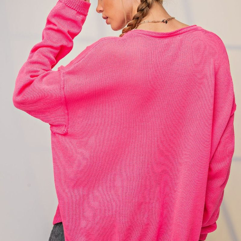 Hot Pink Lightweight Summer Sweater-Sweater-Easel-LouisGeorge Boutique, Women’s Fashion Boutique Located in Trussville, Alabama