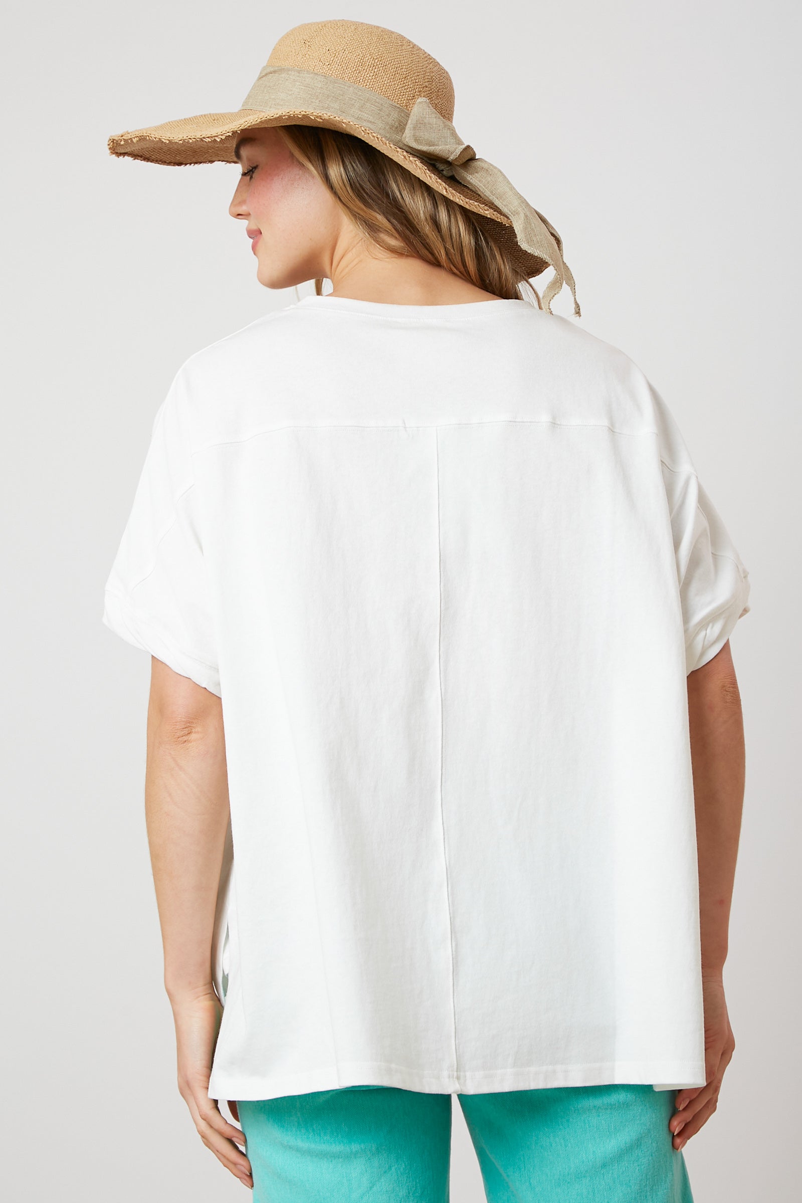 Sunbathing Ladies Pool Float Sequin Embroidered Oversized Short Sleeve Top-Apparel-Fantastic Fawn-LouisGeorge Boutique, Women’s Fashion Boutique Located in Trussville, Alabama