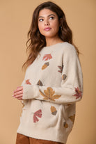 Taupe Luxe Fall Leaves Sweater-Apparel-Fantastic Fawn-LouisGeorge Boutique, Women’s Fashion Boutique Located in Trussville, Alabama