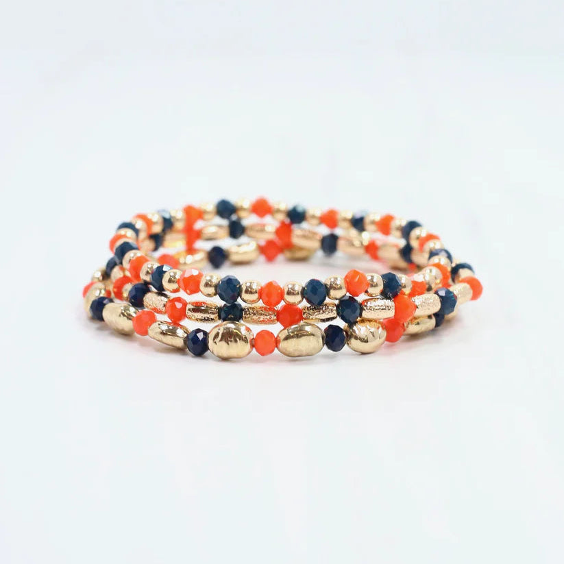 Spirit Beaded Bracelet Set Navy & Orange-Bracelet-Caroline Hill-LouisGeorge Boutique, Women’s Fashion Boutique Located in Trussville, Alabama
