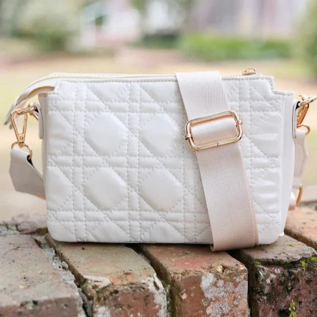 Jace Quilted Crossbody - Ivory Patent-Crossbody-Caroline Hill-LouisGeorge Boutique, Women’s Fashion Boutique Located in Trussville, Alabama