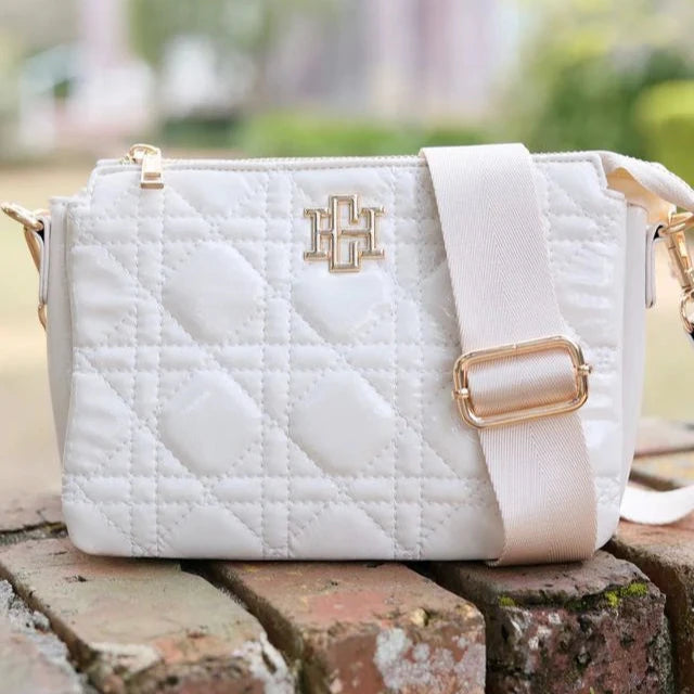 Jace Quilted Crossbody - Ivory Patent-Crossbody-Caroline Hill-LouisGeorge Boutique, Women’s Fashion Boutique Located in Trussville, Alabama