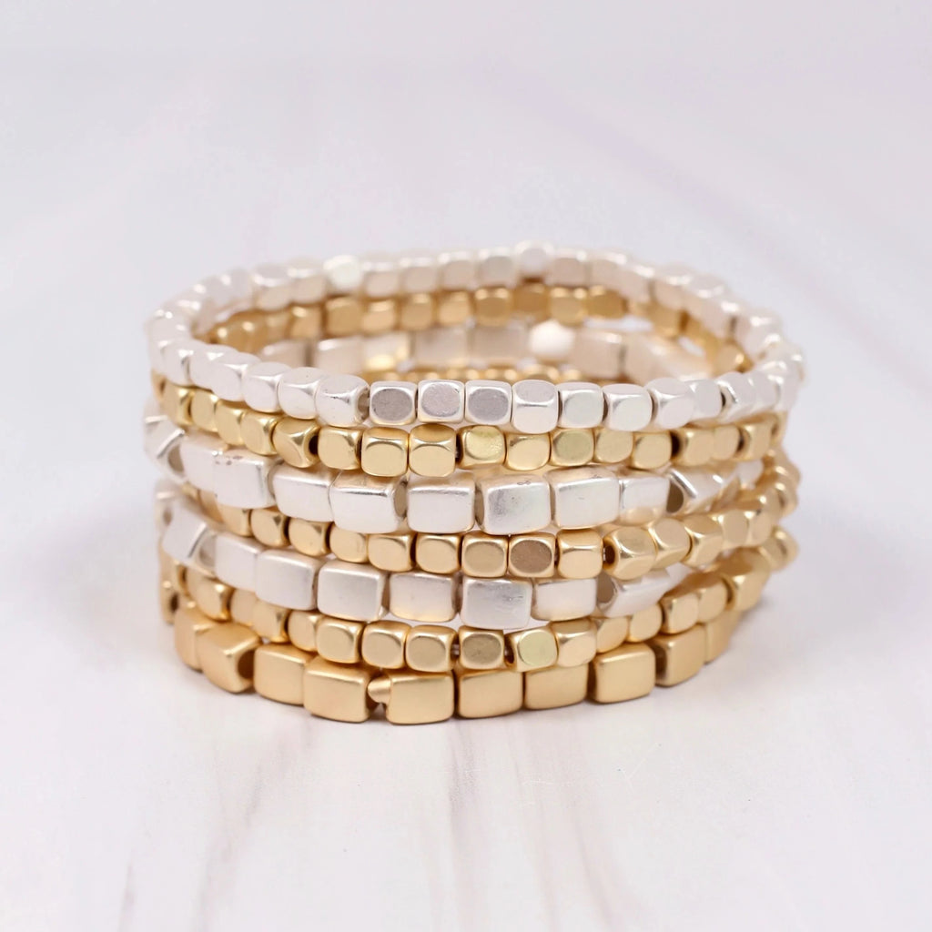 Jamison Metal Bracelet Set Matte Two Tone-Bracelet-Caroline Hill-LouisGeorge Boutique, Women’s Fashion Boutique Located in Trussville, Alabama