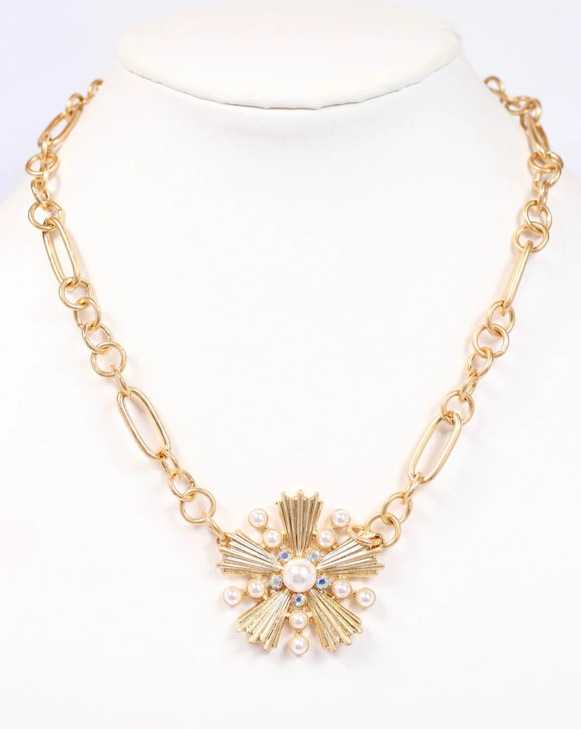 Kensington Embellished Metal Necklace Gold-Necklaces-Caroline Hill-LouisGeorge Boutique, Women’s Fashion Boutique Located in Trussville, Alabama