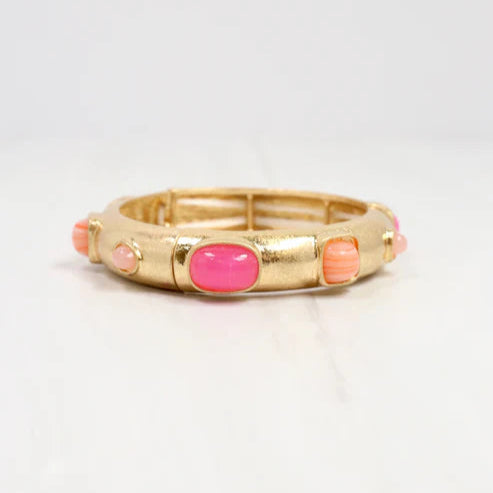 Regal Stone Stretch Bracelet Pink-Bracelet-Caroline Hill-LouisGeorge Boutique, Women’s Fashion Boutique Located in Trussville, Alabama