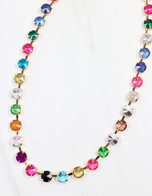 Shalimar Small Rhinestone Necklace Dark Multi-Necklaces-LouisGeorge Boutique-LouisGeorge Boutique, Women’s Fashion Boutique Located in Trussville, Alabama