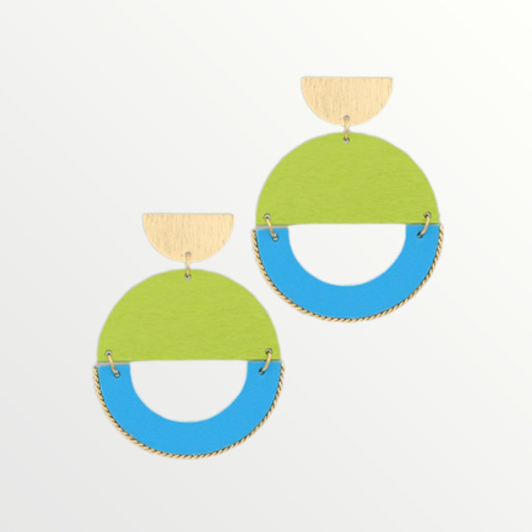 Lime Green & Turquoise Color Block Earrings-Earrings-LouisGeorge Boutique-LouisGeorge Boutique, Women’s Fashion Boutique Located in Trussville, Alabama