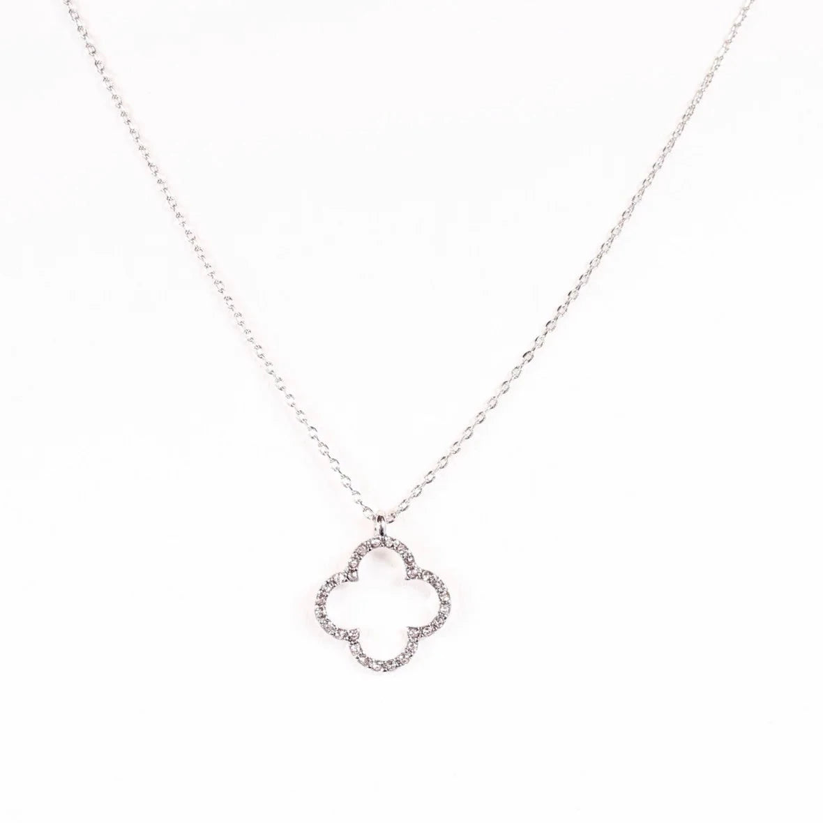 Linus Open Clover Necklace Silver-Necklaces-Caroline Hill-LouisGeorge Boutique, Women’s Fashion Boutique Located in Trussville, Alabama