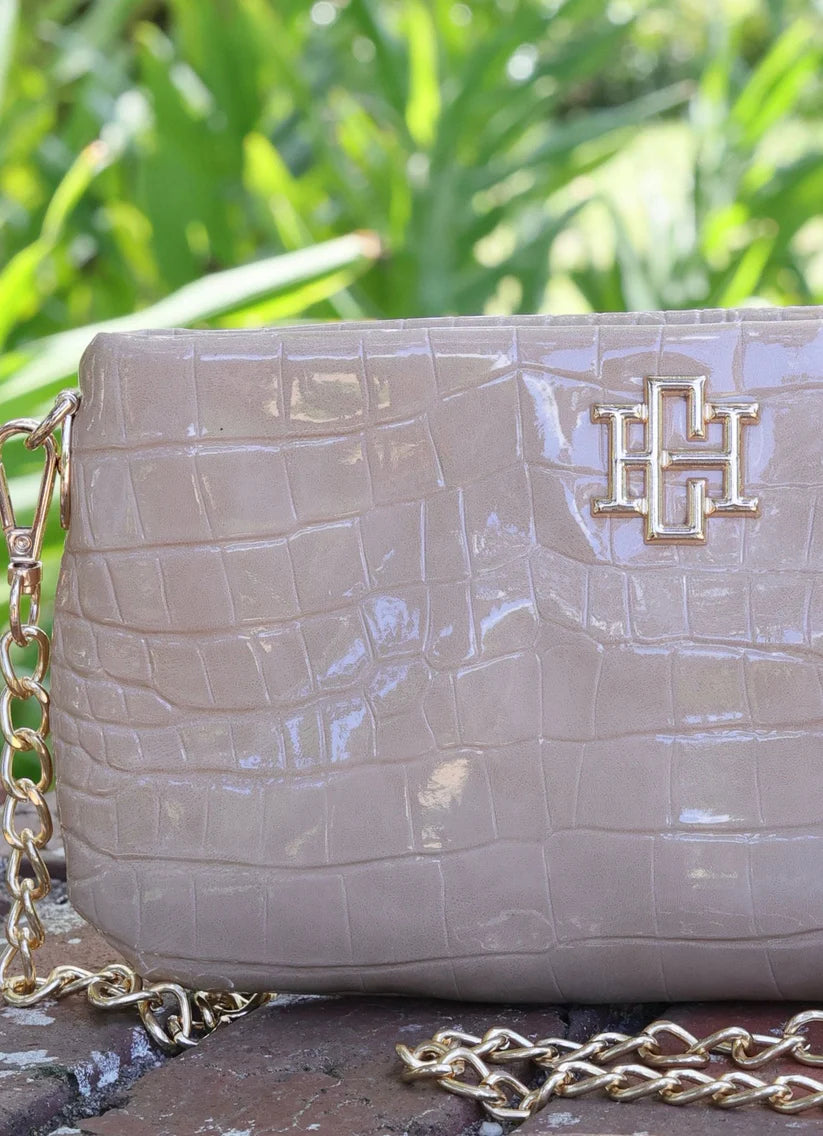 Livi Quilted Crossbody - Taupe Patent-Crossbody-Caroline Hill-LouisGeorge Boutique, Women’s Fashion Boutique Located in Trussville, Alabama