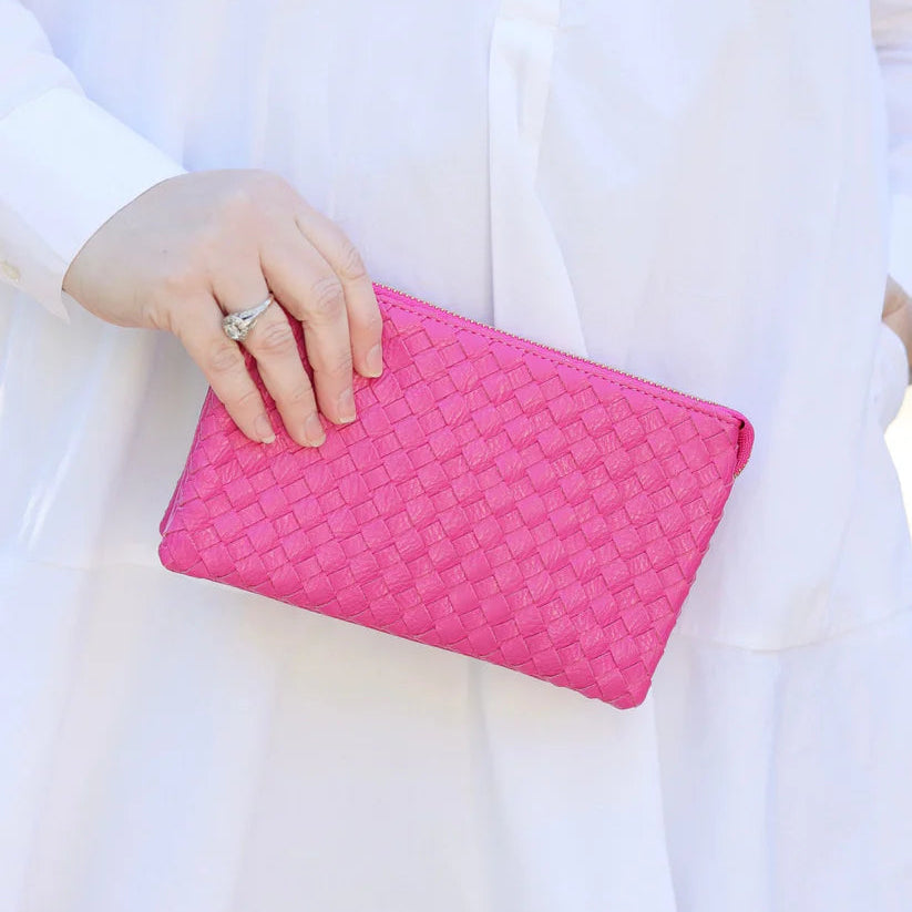 Liz Crossbody Bag Woven Hot Pink-Crossbody-Caroline Hill-LouisGeorge Boutique, Women’s Fashion Boutique Located in Trussville, Alabama