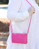 Liz Crossbody Bag Woven Hot Pink-Crossbody-Caroline Hill-LouisGeorge Boutique, Women’s Fashion Boutique Located in Trussville, Alabama