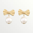 Matte Gold Bow & Pearl Drop Earrings-Earrings-LouisGeorge Boutique-LouisGeorge Boutique, Women’s Fashion Boutique Located in Trussville, Alabama