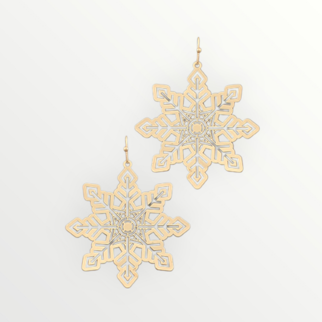 Matte Gold Snowflake Earrings-Earrings-LouisGeorge Boutique-LouisGeorge Boutique, Women’s Fashion Boutique Located in Trussville, Alabama