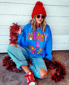 Merry & Bright Sweatshirt - Heather Royal - Plus/Regular-Graphic Tee-LouisGeorge Boutique-LouisGeorge Boutique, Women’s Fashion Boutique Located in Trussville, Alabama
