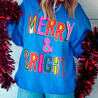 Merry & Bright Sweatshirt - Heather Royal - Plus/Regular-Graphic Tee-LouisGeorge Boutique-LouisGeorge Boutique, Women’s Fashion Boutique Located in Trussville, Alabama