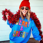 Merry & Bright Sweatshirt - Heather Royal - Plus/Regular-Graphic Tee-LouisGeorge Boutique-LouisGeorge Boutique, Women’s Fashion Boutique Located in Trussville, Alabama