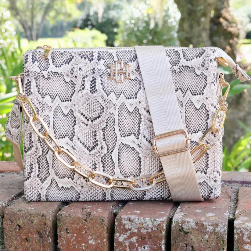 LouisGeorge Boutique Ariana Crossbody in Embossed Snake Print