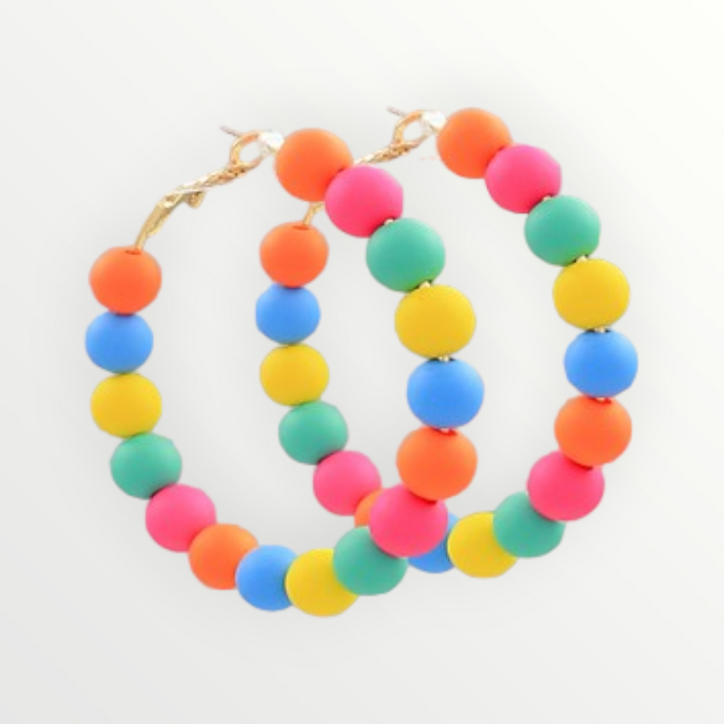 Bright Multi-color Bead Hoops-Earrings-LouisGeorge Boutique-LouisGeorge Boutique, Women’s Fashion Boutique Located in Trussville, Alabama