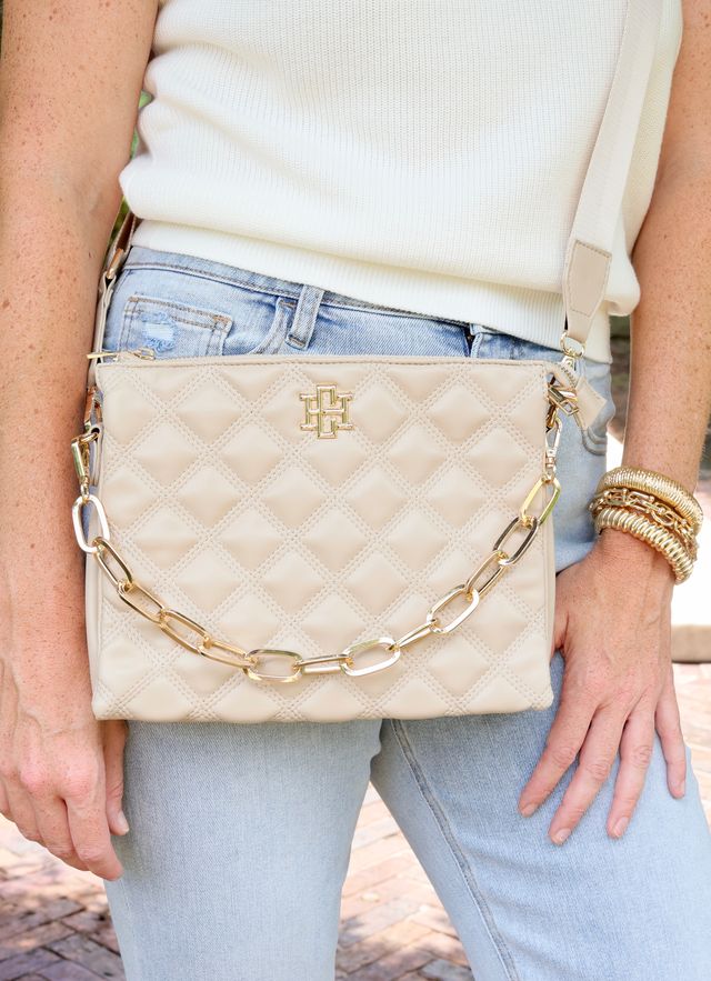 Ariana Crossbody - Nude Quilted-Handbags-Caroline Hill-LouisGeorge Boutique, Women’s Fashion Boutique Located in Trussville, Alabama