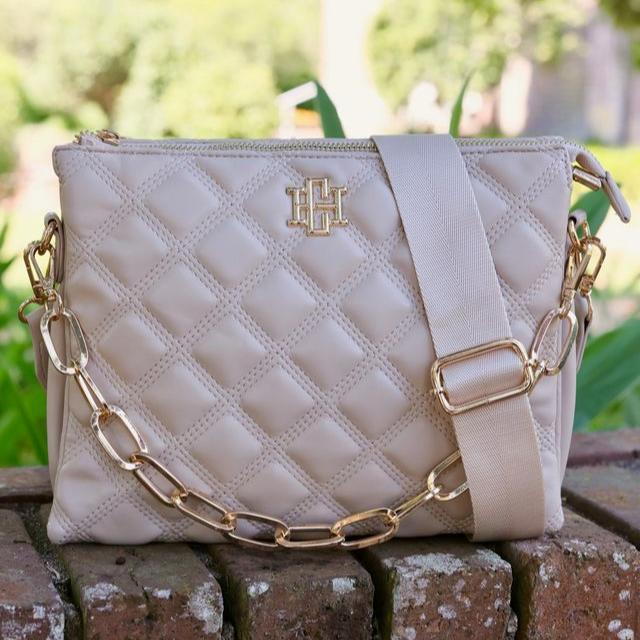 Ariana Crossbody - Nude Quilted-Handbags-Caroline Hill-LouisGeorge Boutique, Women’s Fashion Boutique Located in Trussville, Alabama