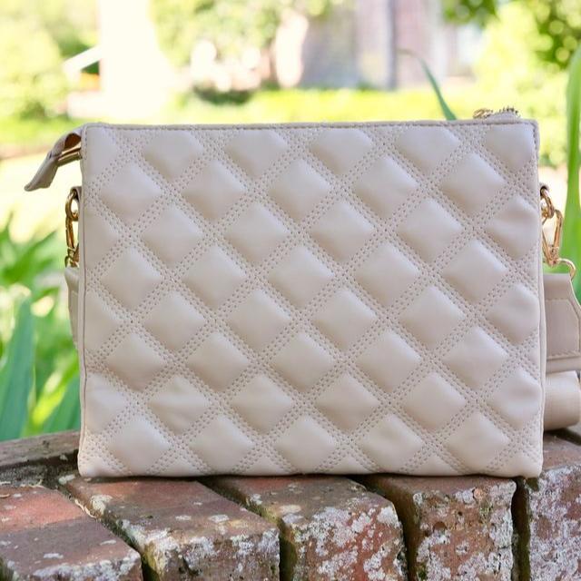 Ariana Crossbody - Nude Quilted-Handbags-Caroline Hill-LouisGeorge Boutique, Women’s Fashion Boutique Located in Trussville, Alabama