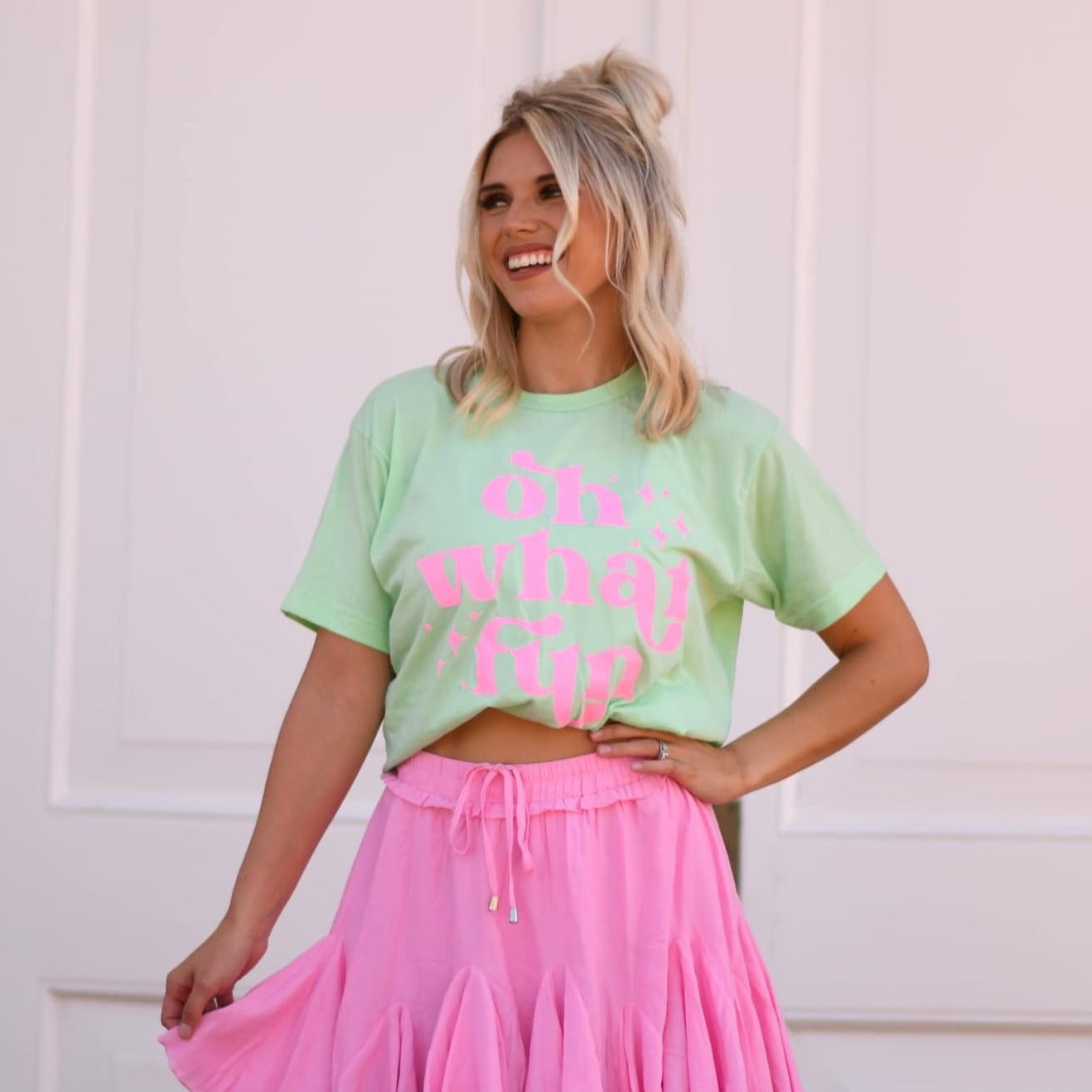 "Oh What Fun" Christmas Tee - Mint Green-Graphic Tee-LouisGeorge Boutique-LouisGeorge Boutique, Women’s Fashion Boutique Located in Trussville, Alabama