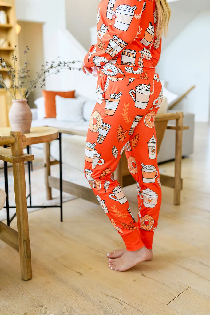 Pumpkin Spice Long-sleeve Jogger Pajama Set-Pajamas-LouisGeorge Boutique-LouisGeorge Boutique, Women’s Fashion Boutique Located in Trussville, Alabama