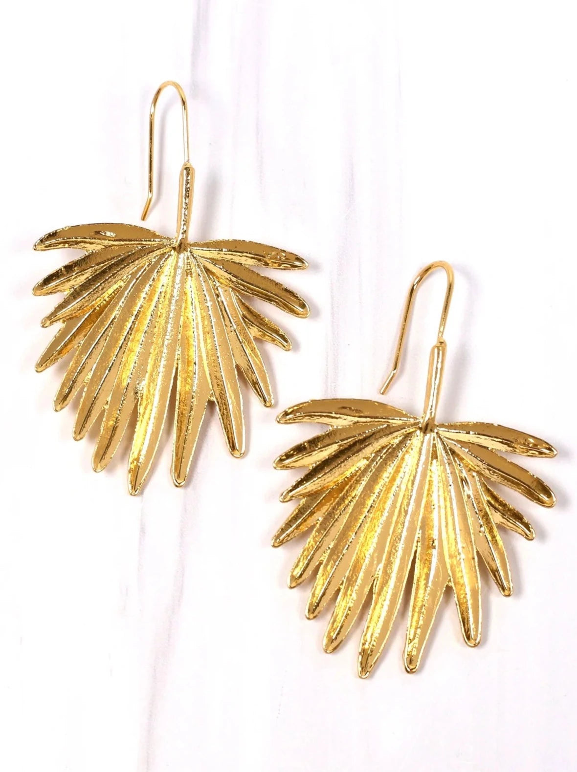 Hartney Palm Drop Earring Shiny Gold-Earrings-Caroline Hill-LouisGeorge Boutique, Women’s Fashion Boutique Located in Trussville, Alabama
