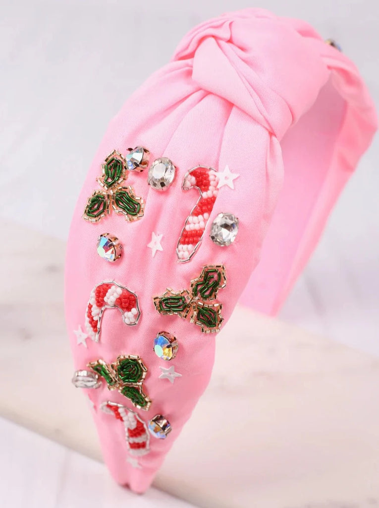 Pink Candy Cane Embellished Headband-Headband-LouisGeorge Boutique-LouisGeorge Boutique, Women’s Fashion Boutique Located in Trussville, Alabama