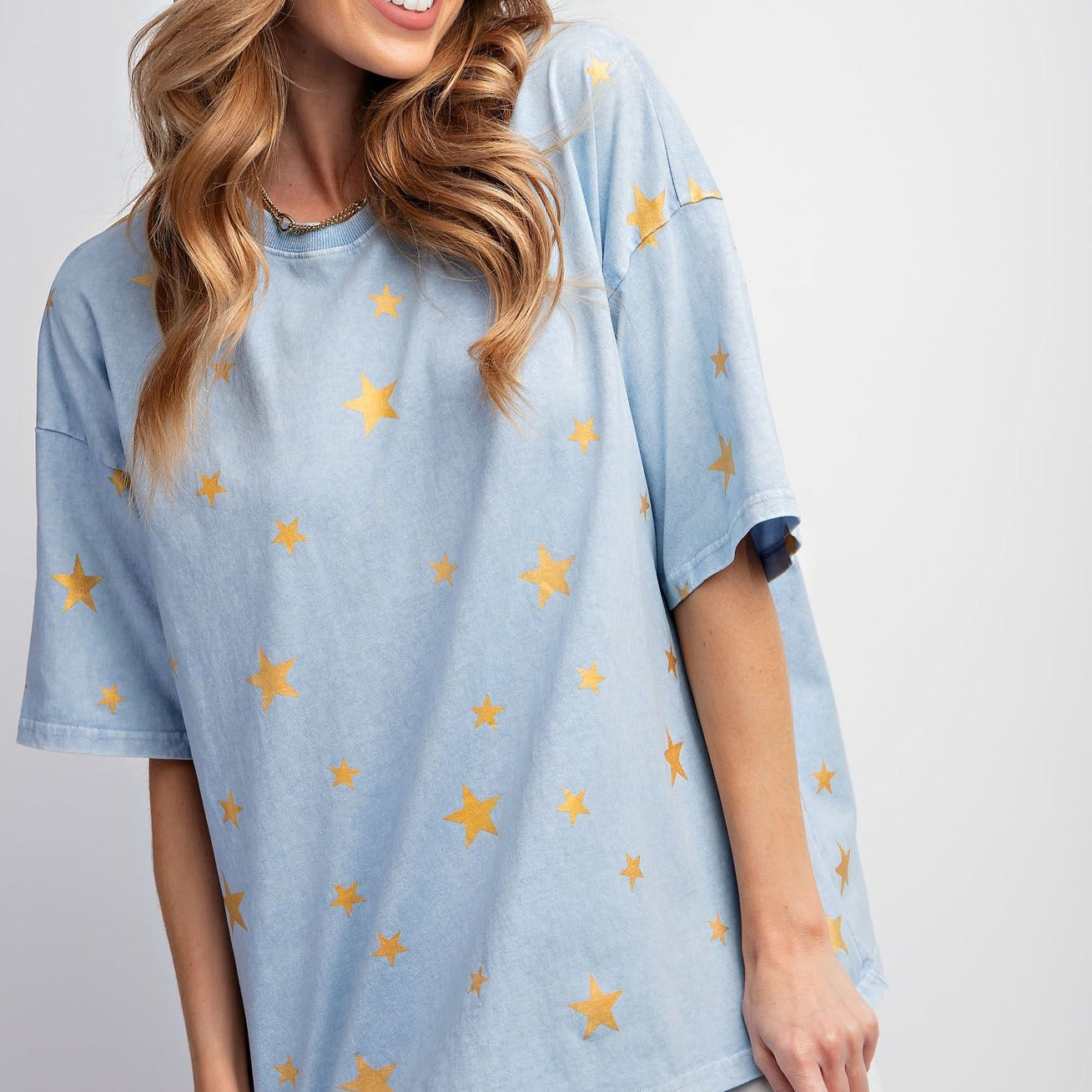 Gold Star Mineral Washed Cotton Knit Top by Easel - Light Peri - Plus/Regular-Apparel-Easel-LouisGeorge Boutique, Women’s Fashion Boutique Located in Trussville, Alabama