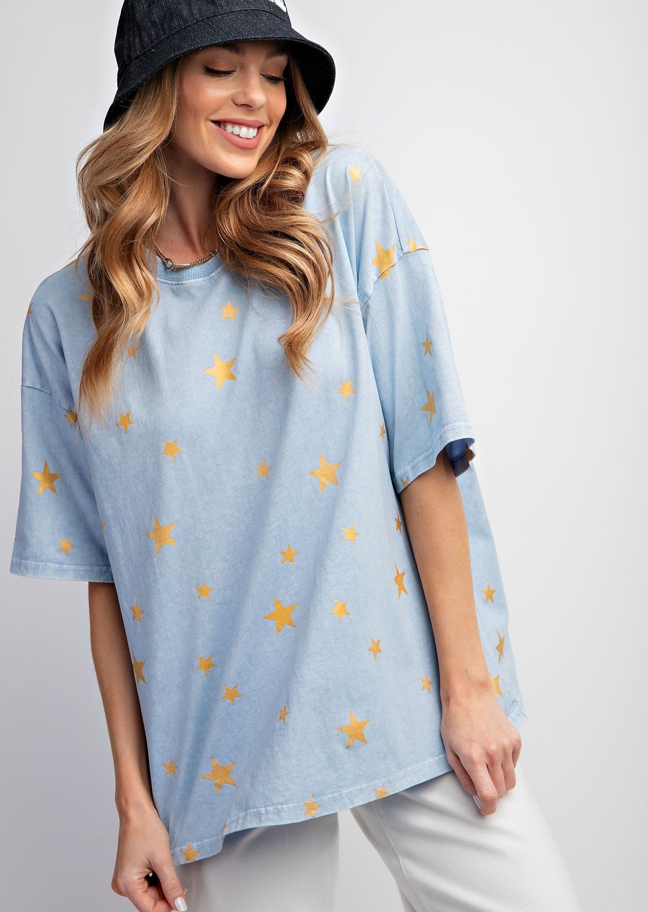 Gold Star Mineral Washed Cotton Knit Top by Easel - Light Peri - Plus/Regular-Apparel-Easel-LouisGeorge Boutique, Women’s Fashion Boutique Located in Trussville, Alabama
