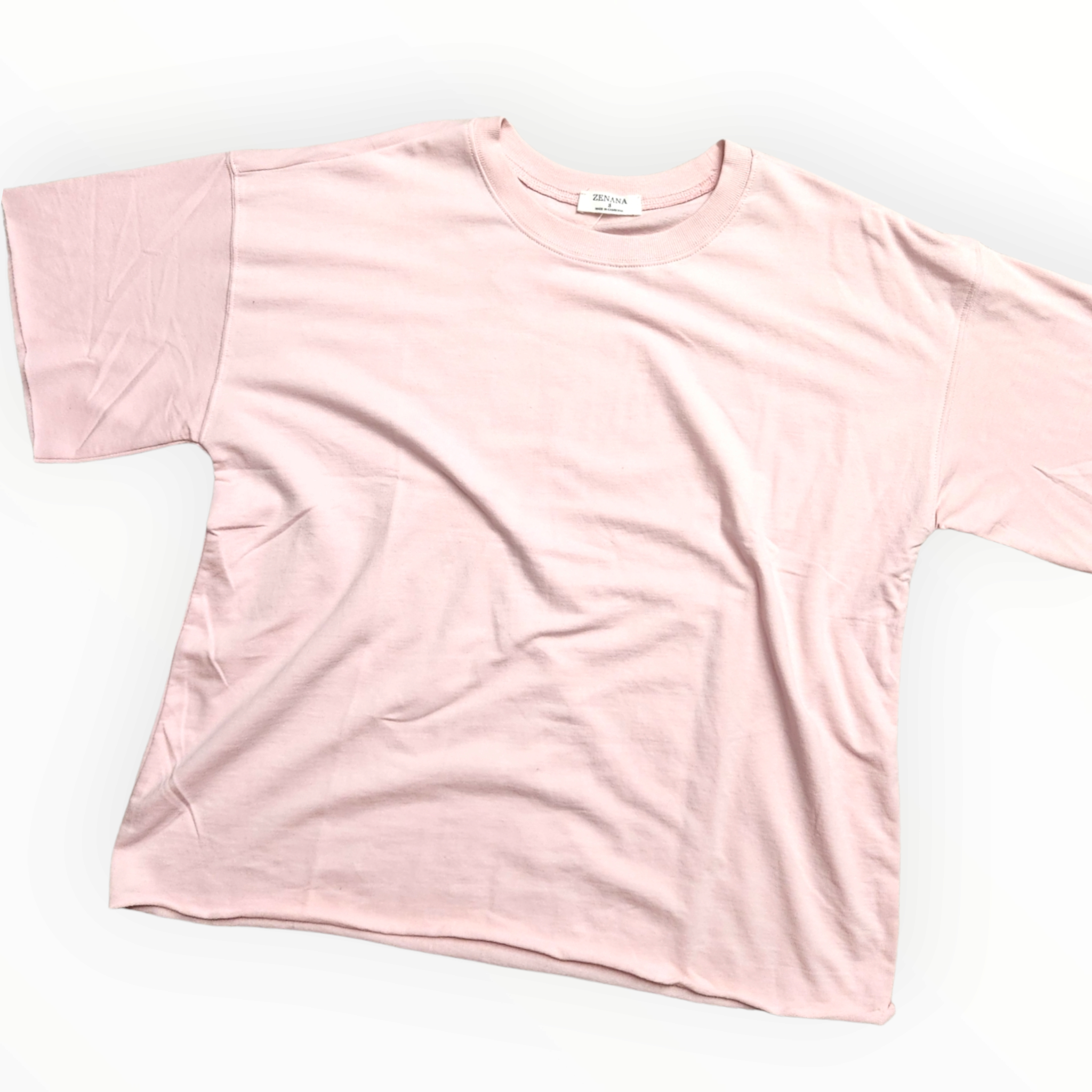 French Terry Raw Hem Top - CREAM PINK - Regular-Tee-LouisGeorge Boutique-LouisGeorge Boutique, Women’s Fashion Boutique Located in Trussville, Alabama