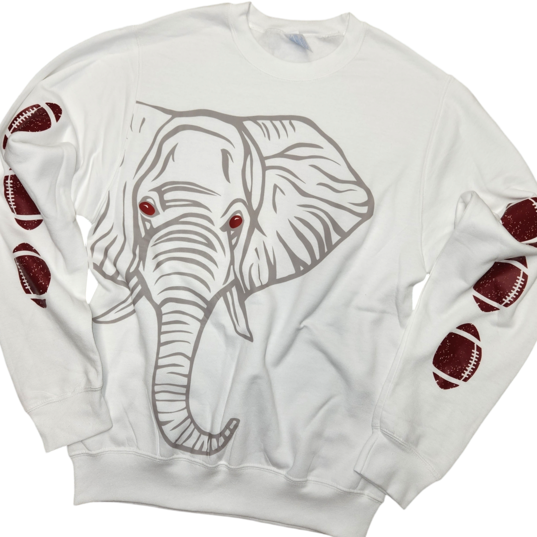 Elephant Sweatshirt w/Football Sleeve Detail - Plus/Regular-Apparel-LouisGeorge Boutique-LouisGeorge Boutique, Women’s Fashion Boutique Located in Trussville, Alabama